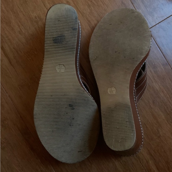 COACH Women’s Tatianna Italy Terracotta Brown Leather Platform Wedge Heels Sz 7 - Picture 5 of 7